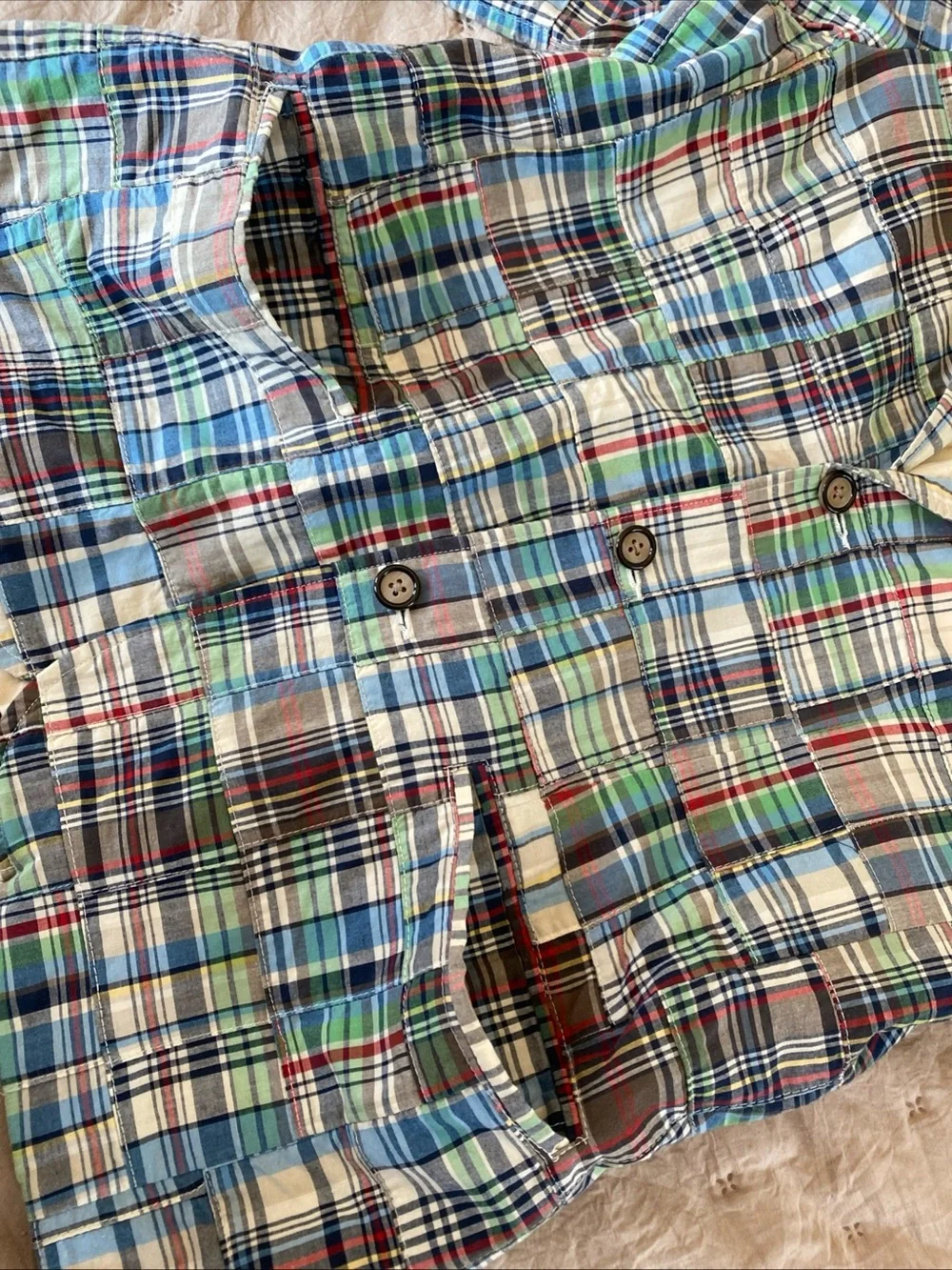 The Children's Place Boy Patchwork Madras Blazer Nantucket Wedding Size 14? READ